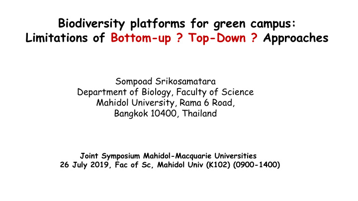 biodiversity platforms for green campus limitations of