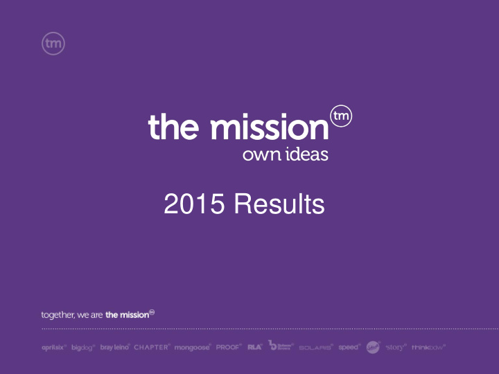 2015 results contents