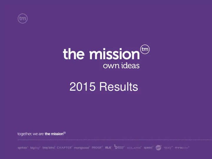 2015 results contents