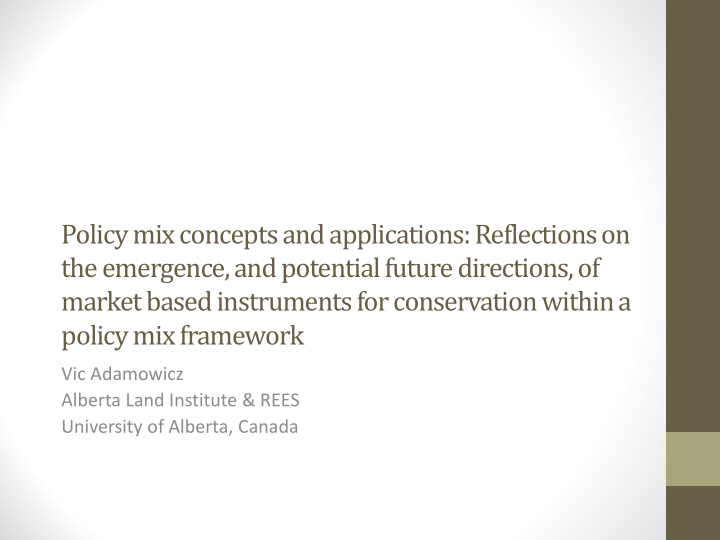policy mix concepts and applications reflections on the