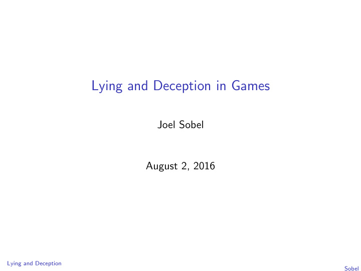 lying and deception in games