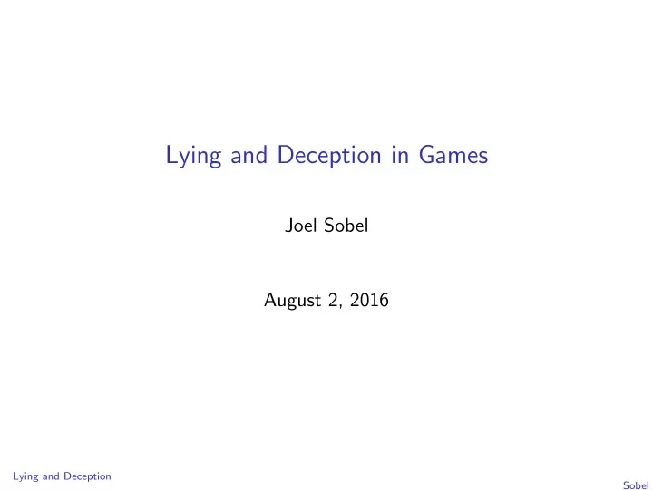 lying and deception in games