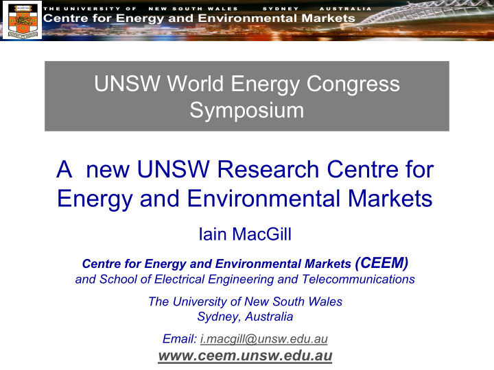 a new unsw research centre for energy and environmental
