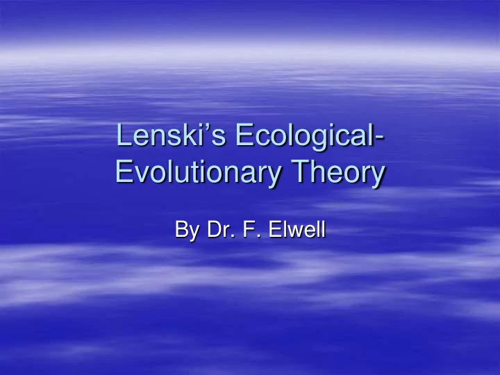 evolutionary theory