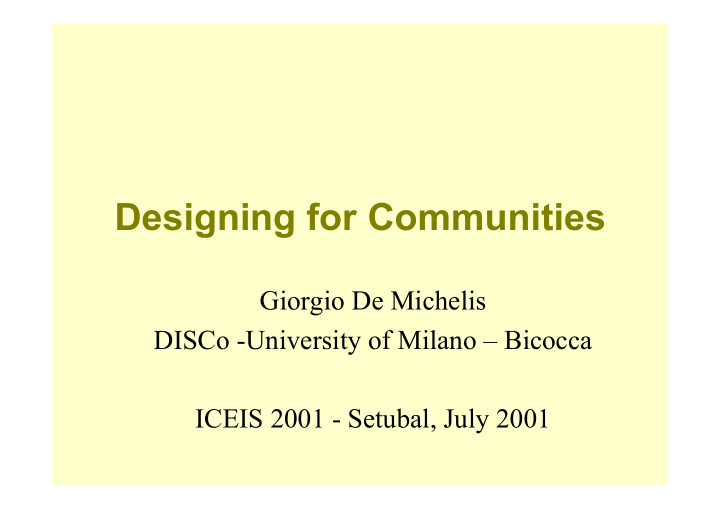 designing for communities