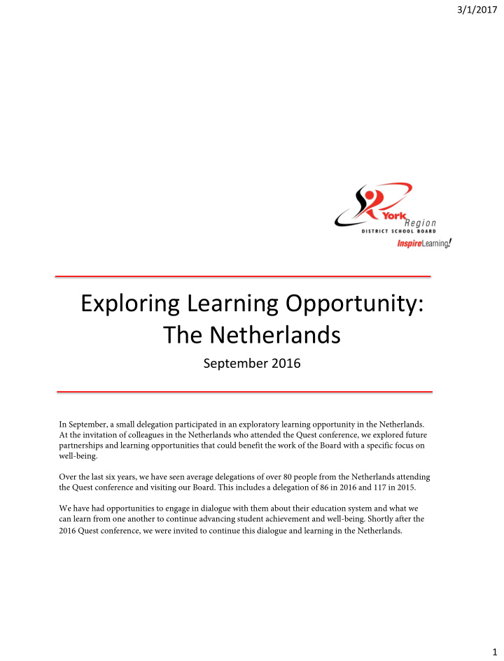 exploring learning opportunity the netherlands