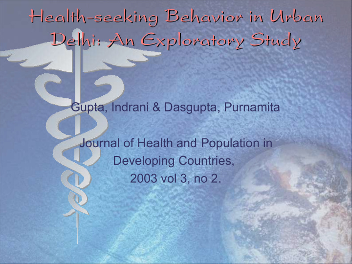 health seeking behavior in urban health seeking behavior