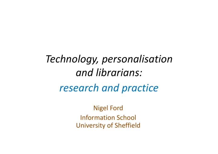 technology personalisation technology personalisation and