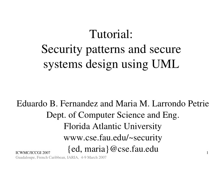 tutorial security patterns and secure systems design
