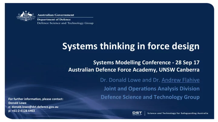 systems thinking in force design