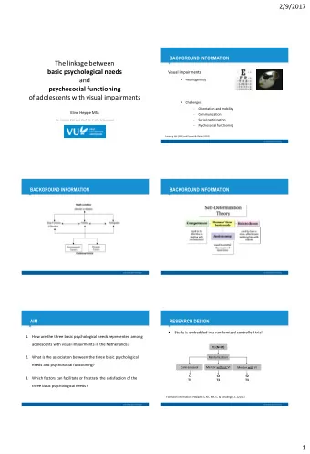 The linkage between basic psychological needs  Visual impairments  and    Heterogeneity