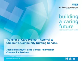 Jacqui Ballantyne- Lead Clinical Pharmacist  Community Services  Overview of Presentation?  Why?