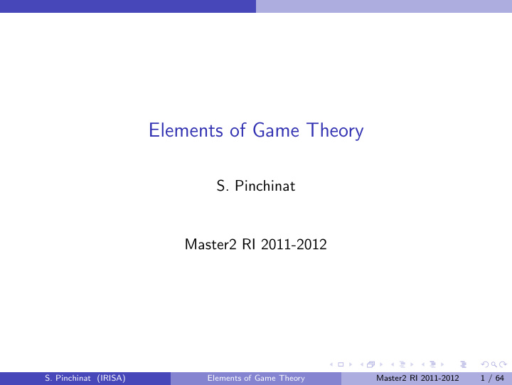 elements of game theory