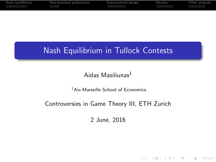 nash equilibrium in tullock contests
