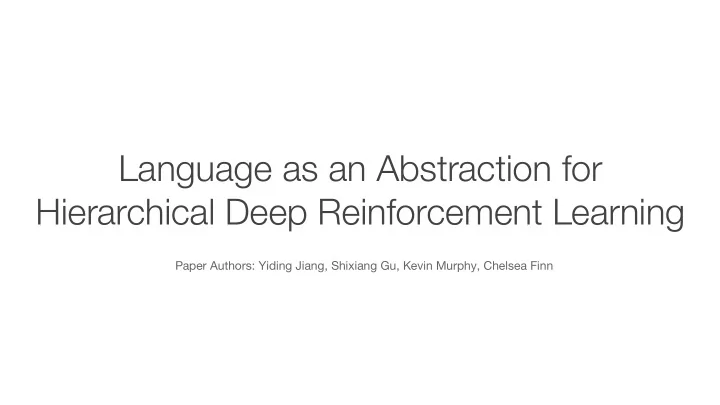 language as an abstraction for hierarchical deep