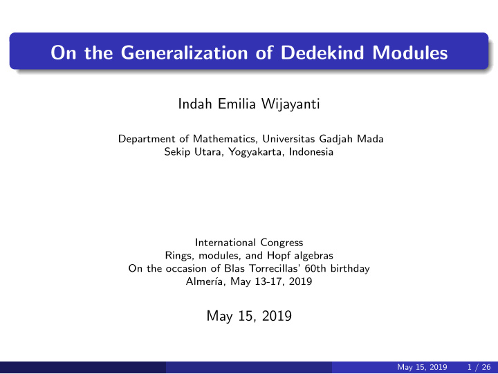 on the generalization of dedekind modules