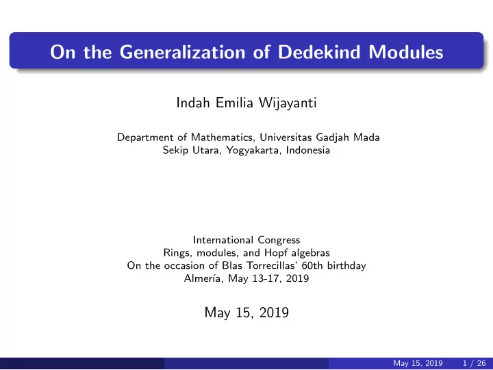 on the generalization of dedekind modules