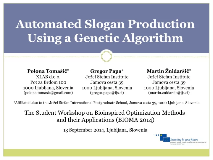 automated slogan production