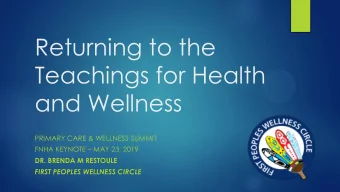 Returning to the  Teachings for Health  and Wellness  PRIMARY CARE &amp; WELLNESS SUMMIT FNHA