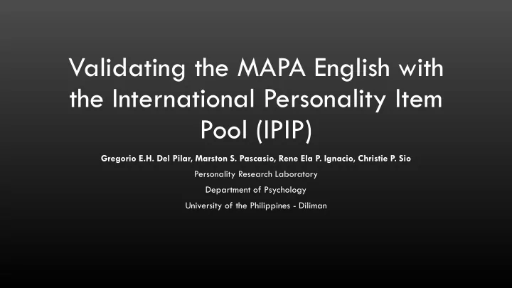 the international personality item