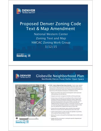 Proposed Denver Zoning Code  Text &amp; Map Amendment  National Western Center  Zoning Text and Map