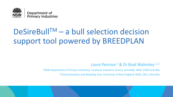 desirebull tm a bull selection decision support tool