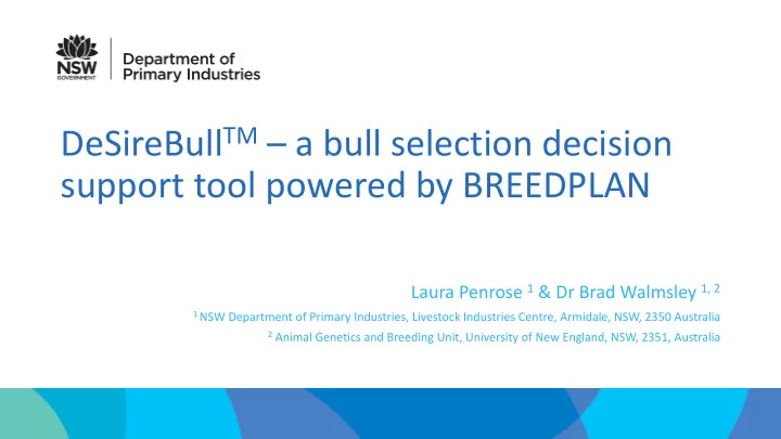 desirebull tm a bull selection decision support tool