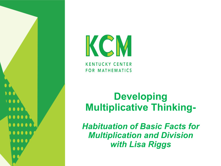 developing multiplicative thinking