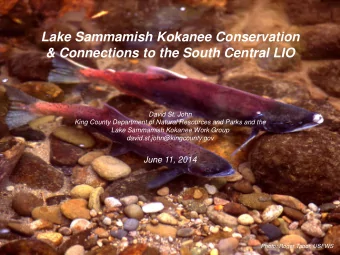 Lake Sammamish Kokanee Conservation &amp; Connections to the South Central LIO  David St. John