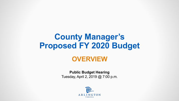 county manager s proposed fy 2020 budget