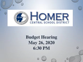 Budget Hearing  May 26, 2020  6:30 PM  Please email any  Questions or Comments  during the Budget