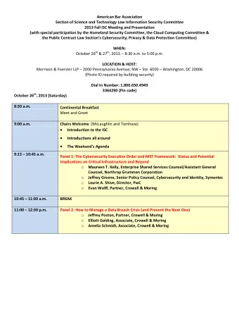 American Bar Association  Section of Science and Technology Law Information Security Committee