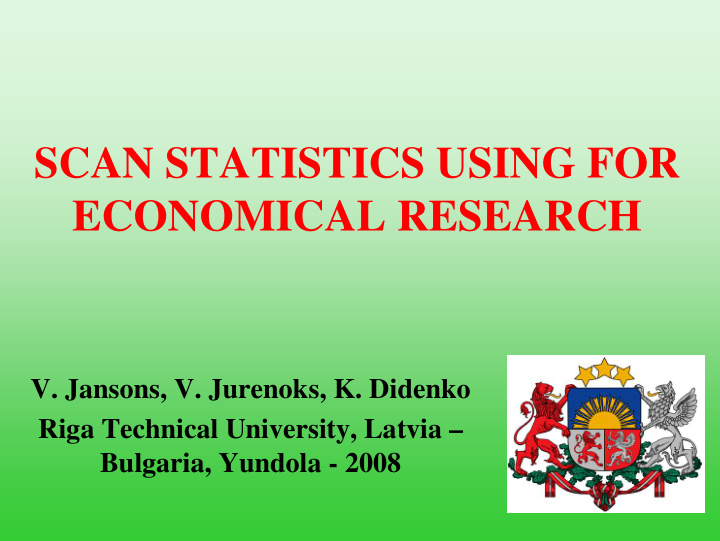 scan statistics using for economical research