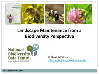 Landscape Maintenance from a  Biodiversity Perspective  Dr na FitzPatrick
