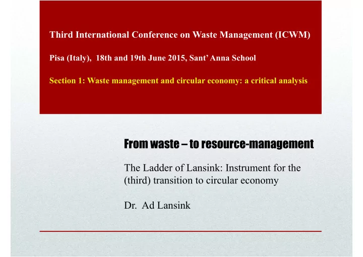 from waste to resource management