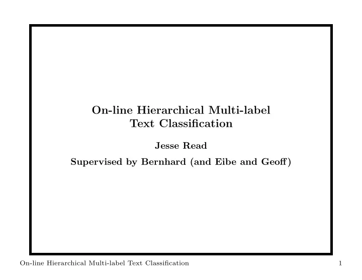 on line hierarchical multi label text classification
