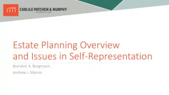 Estate Planning Overview  and Issues in Self-Representation  Brandon A. Borgmann  Andrew J. Marvin
