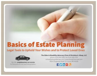 Basics of Estate Planning  Legal Tools to Uphold Your Wishes and to Protect Loved Ones  The Elder