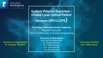 Sensors (SPI-CLOPS )  Francisco Ulises Hernandez Ledezma,  Research Associate,  School of Pharmacy