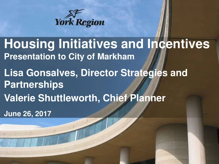 housing initiatives and incentives