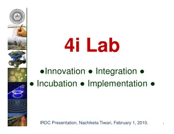 4i Lab    Innovation  Integration       Incubation  Implementation