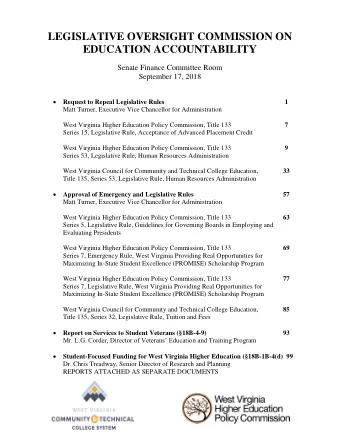 LEGISLATIVE OVERSIGHT COMMISSION ON EDUCATION ACCOUNTABILITY  Senate Finance Committee Room