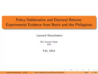 Policy Deliberation and Electoral Returns:  Experimental Evidence from Benin and the Philippines