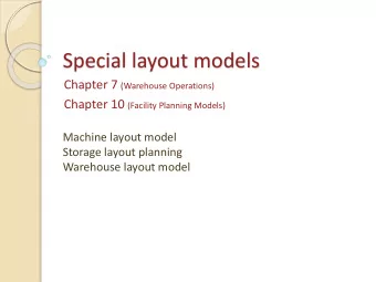 Special layout models Chapter 7 (Warehouse Operations) Chapter 10 (Facility Planning Models)