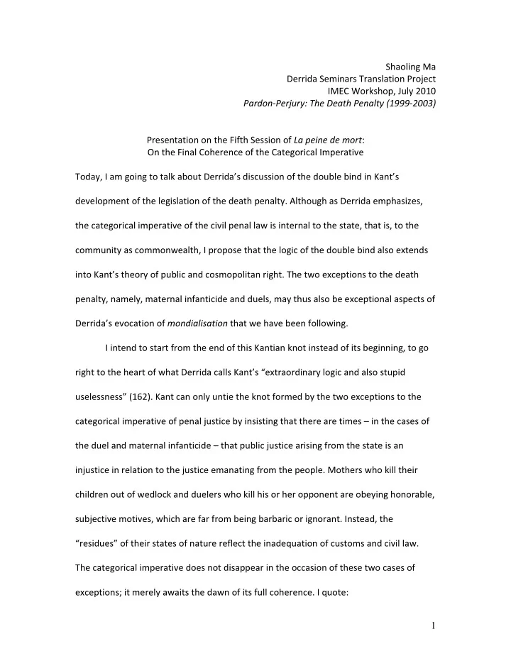 shaoling ma derrida seminars translation project imec