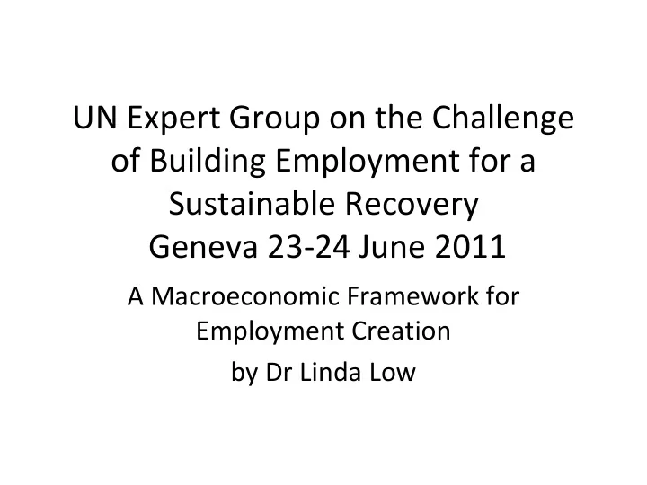 un expert group on the challenge of building employment