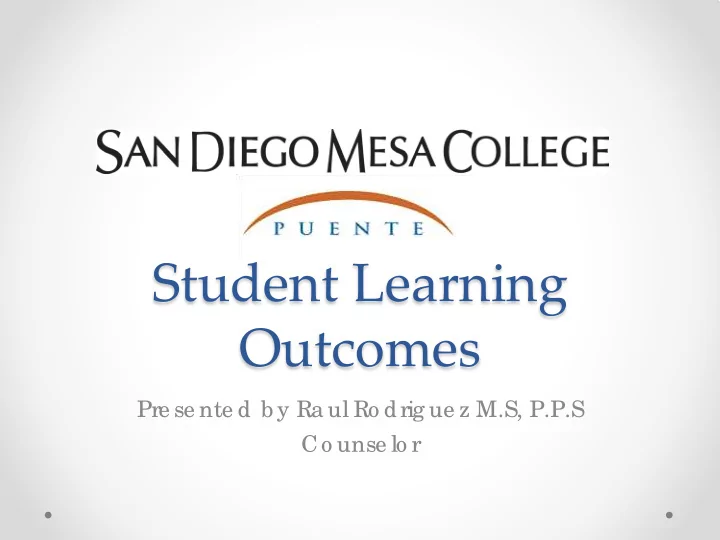 student learning outcomes