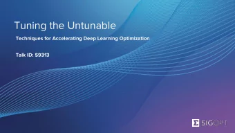 Tuning the Untunable  Techniques for Accelerating Deep Learning Optimization  Talk ID: S9313