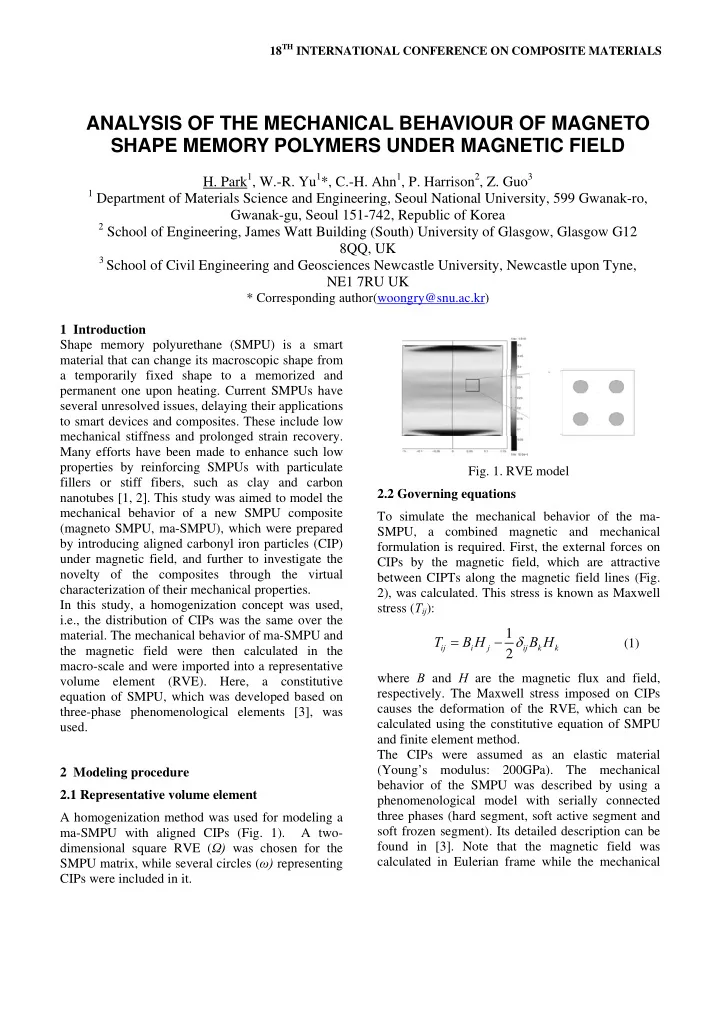 analysis of the mechanical behaviour of magneto shape