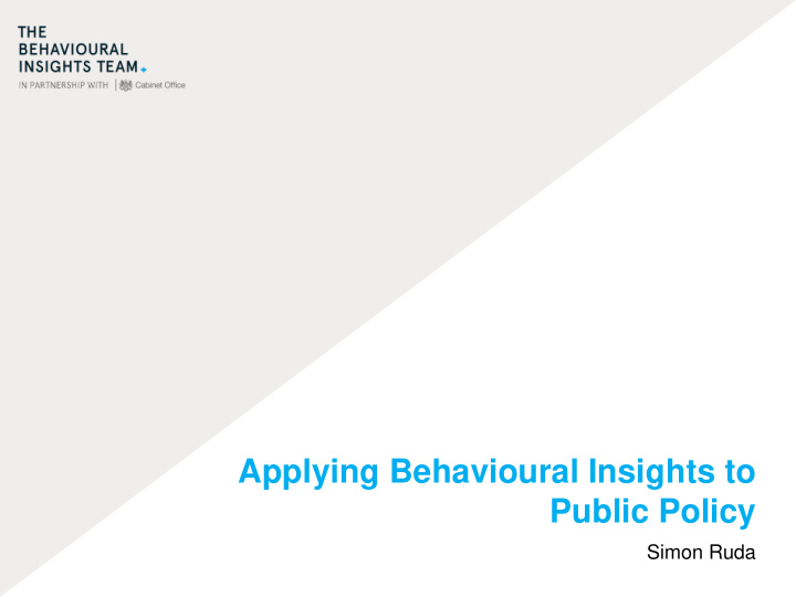applying behavioural insights to